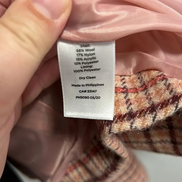 TALBOTS WOMENS PINK WOOL PLAID LONG SLEEVE SINGLE BREAST 2 BUTTON BLAZER SIZE 6 - Picture 8 of 8